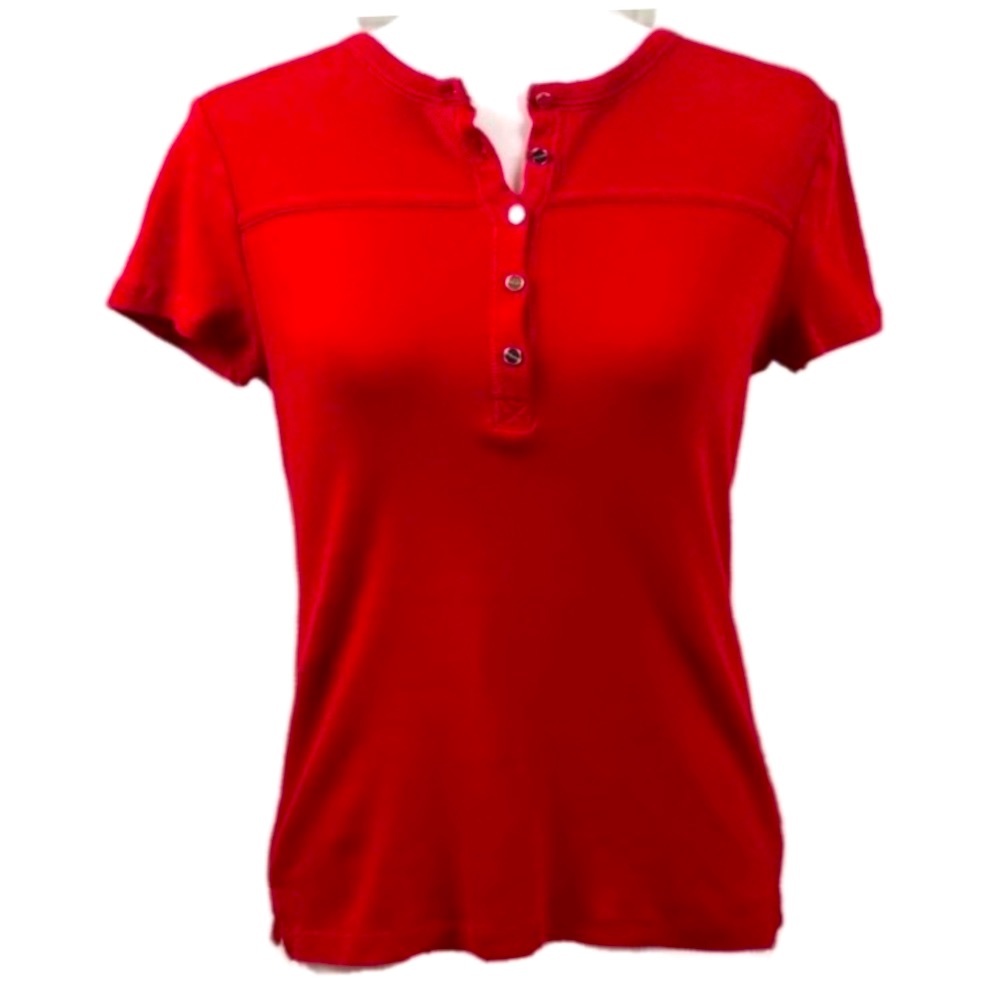 CHAPS Classic Preppy Y2k 90's Casual Cotton School Short Sleeve Sporty Red S